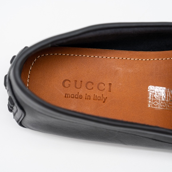 size 13G 13.5 US Gucci GG Leather Moccasin Driver Black Loafers main image 6